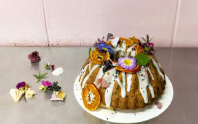 Vegan orange, fennel and black sesame bundt cake