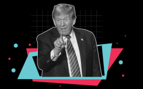 Graphic depicting Donald Trump in front of TikTok logo