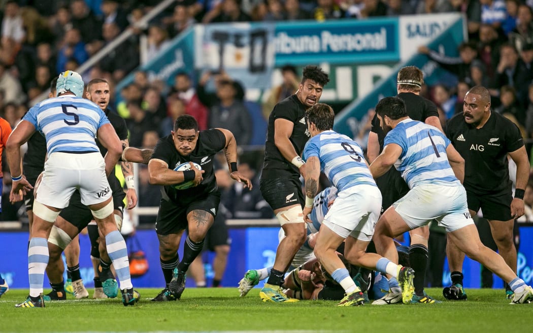 All Black Ofa Tu'ungafasi in action against Argentina.