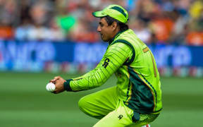 Nasir Jamshed of Pakistan drops a catch during the ICC Cricket World Cup match between Pakistan and The West Indies at Hagley Oval in Christchurch, New Zealand.