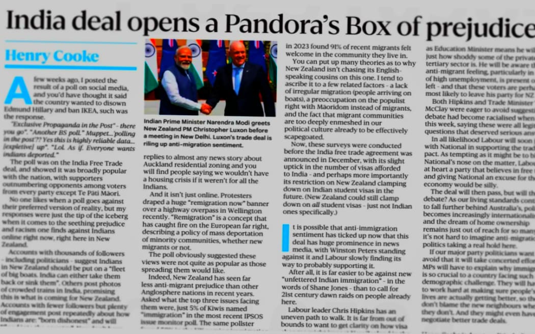 Henry Cooke in The Post last week analysing responses to the free trade agreement with India.