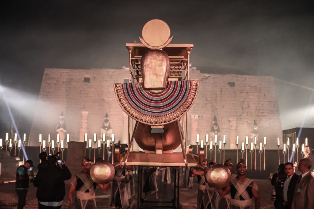 LUXOR, EGYPT - NOVEMBER 25: A view from opening ceremony of the Avenue of Sphinxes to the public after decades of excavation efforts in Luxor, Egypt on November 25, 2021.