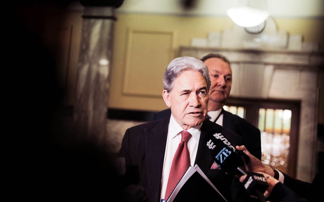 Winston Peters speaks to the media after the government releases the budget.