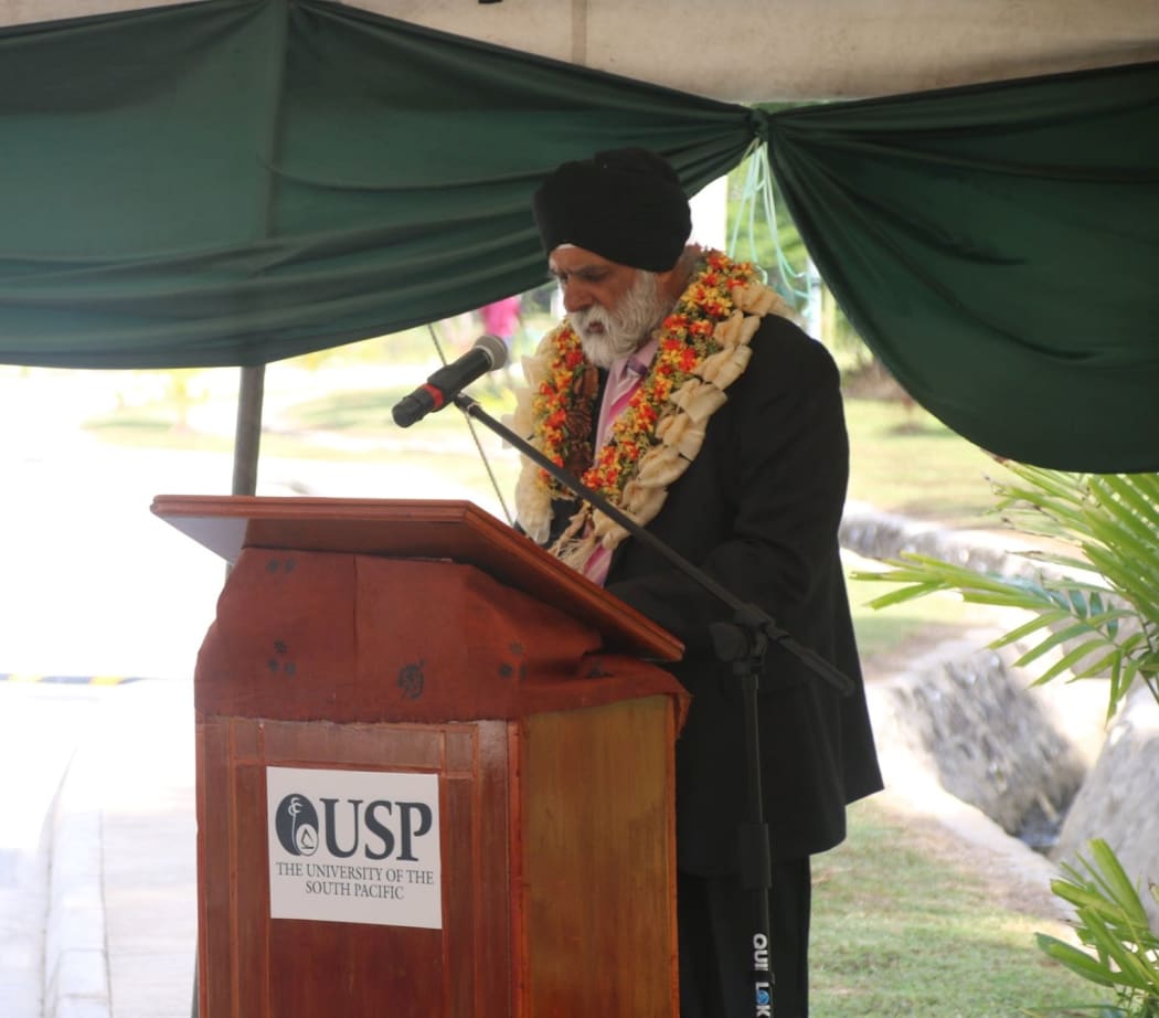 USP vice-chancellor Pal Ahluwalia speaking at a university opening.