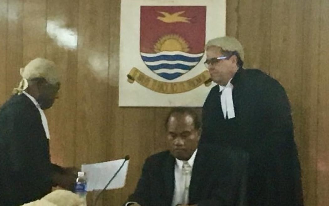 David Lambourne, standing right, sworn in as second the Judge to the High Court - Botaki ni Kabowi I Kiribati. 15 July 2024