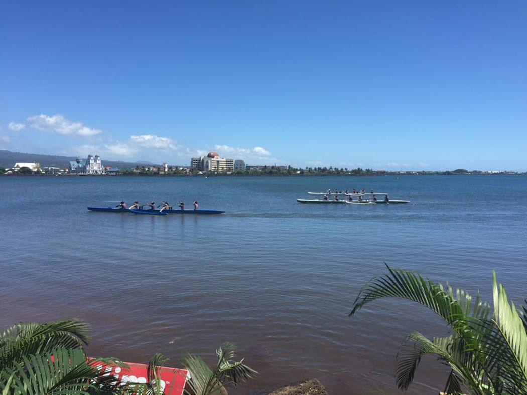 The open men's teams on the water getting ready for sprints
