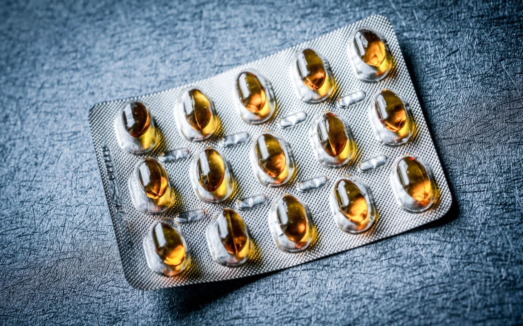 Liquid nutritional supplements in capsules. 
France (Photo by GARO / Phanie / Phanie via AFP)