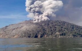 The erupting Kadovar Island