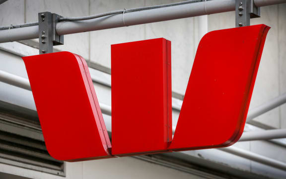 Westpac Bank sign on Queen Street, Auckland.