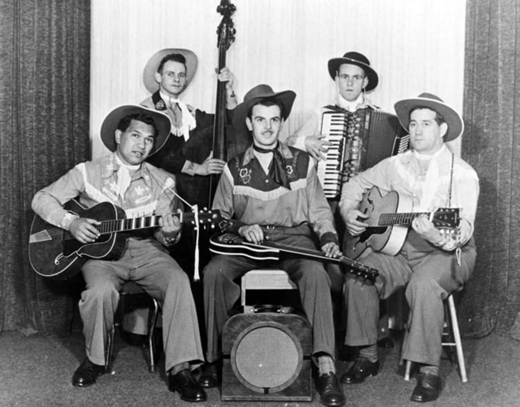 Johnny Cooper and his Range Riders, Wellington c1955. From left Johnny Cooper, Will Lloyd-Jones, Don Aldridge Ron James, Jim Gatfield.