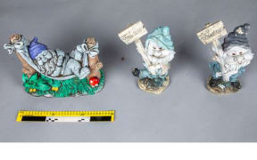 A selection of the garden ornaments recovered by police during the search of a Hastings property.