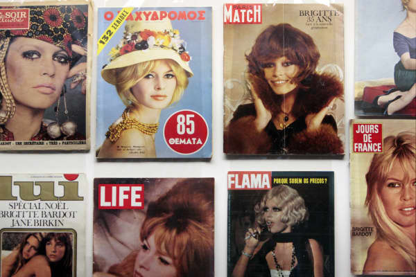 Photographs displayed as part of an exhibition devoted to French star Brigitte Bardot at the MA30 Espace Landowski museum in Boulogne-Billancourt, west of Paris, on September 24, 2009.