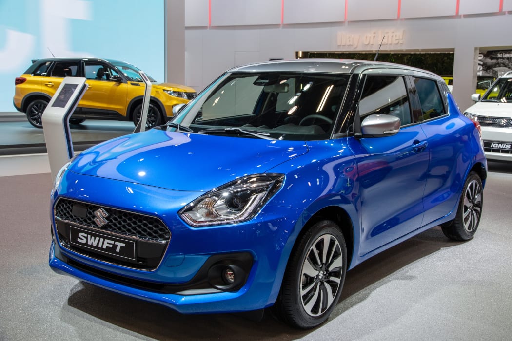 PARIS - OCT 3, 2018: New Suzuki Swift car showcased at the Paris Motor Show.