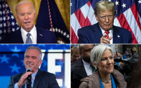 (From top left clockwise) Democrat 2024 presidential candidate Joe Biden, Republican presidential candidate Donald Trump, and independent presidential candidates Jill Stein, and Robert F. Kennedy Jr.