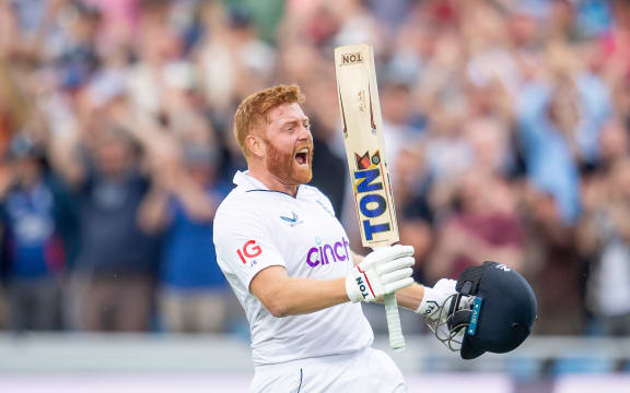 England's Jonny Bairstow celebrates his century against New Zealand during day 2 of the 3rd Test between New Zealand and England at Headingley, Leeds, England on Friday 24 June 2022.
2022 New Zealand tour to England.
© Copyright photo: Allan McKenzie / www.photosport.nz