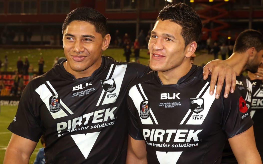 Jason Taumalolo and Dallin Watene-Zelezniak (right)