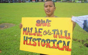 Protestor at American Samoa malae