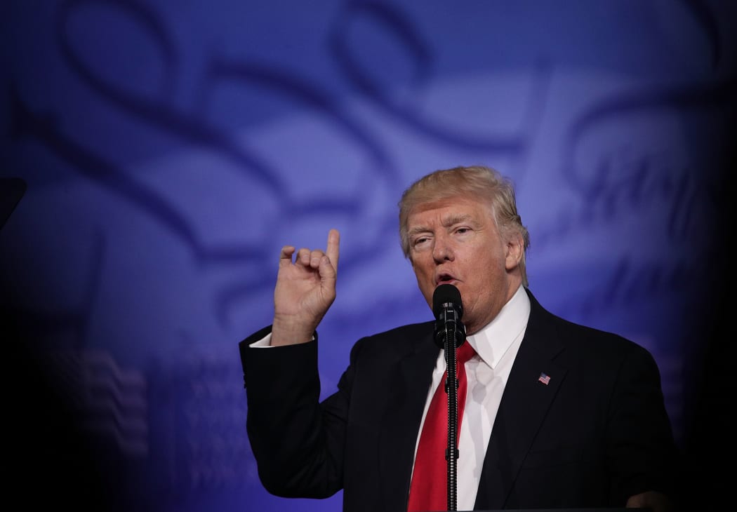 U.S. President Donald Trump addresses the Conservative Political Action Conference at the Gaylord National Resort and Convention Center February 24, 2017 in National Harbor, Maryland.