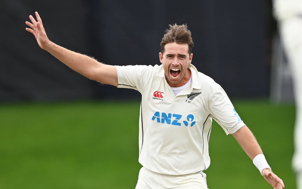 Tim Southee celebrates a wicket.