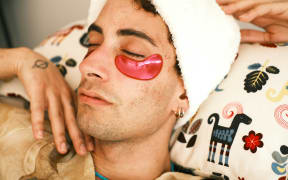 Tired hipster going to bed.