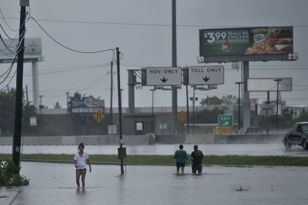 Flooded streets in Galveston, Texas.