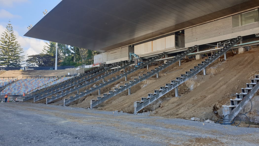 Repairs to the West Stand, including installing 13m anchors to fix the stand in place, are progressing on schedule.