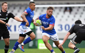 Manu Samoa captain Jack Lam takes the ball up v NZ Heartland XV