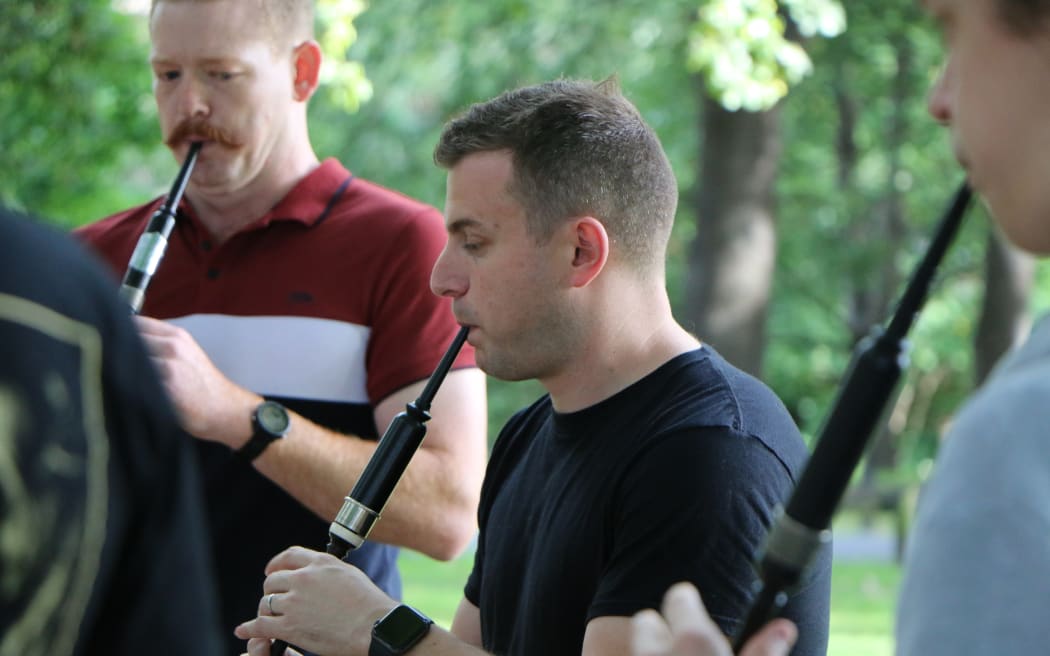 Matt Fraser playing the pipes.
