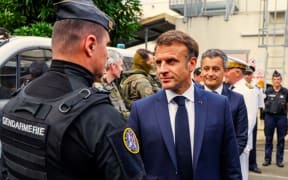 French President Macron visit Nouméa’s central police station on Thursday 23 May 2024 – Photo supplied-pool