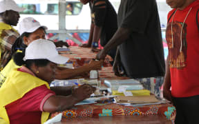 Voter's finger gets inked during polling for Bougainville's independence referendum