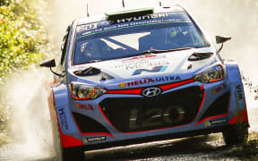 The New Zealand driver Hayden Paddon in action at Rally Corsica.