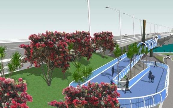 A graphic showing the entrance to the proposed walkway.