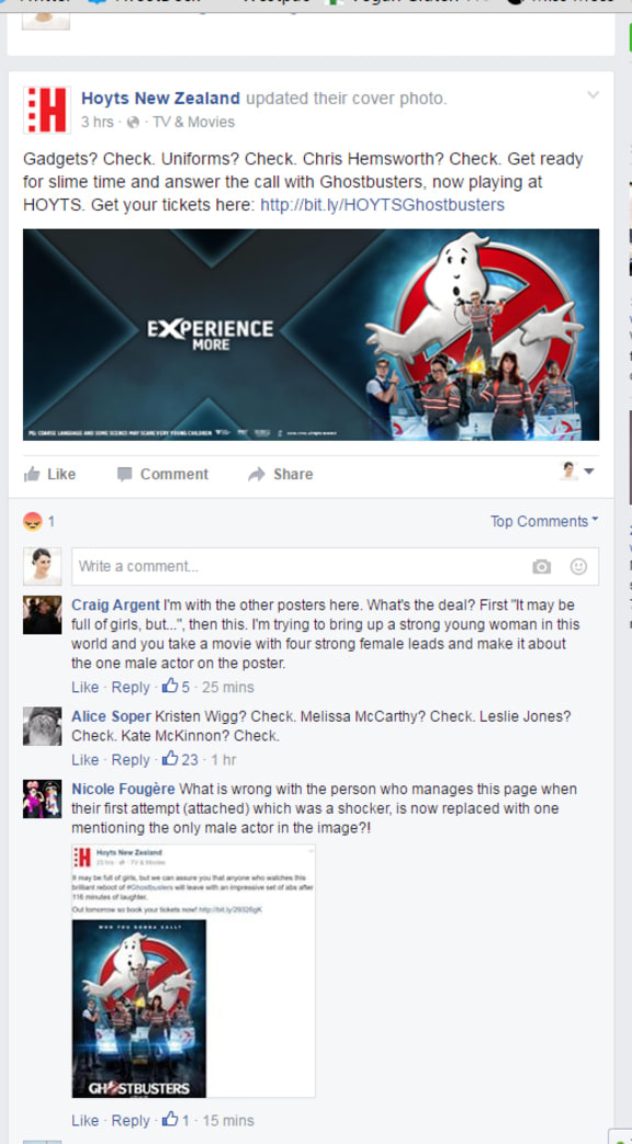 Hoyts' updated Facebook post.