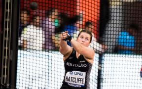 Julia Ratcliffe in action at women's hammer throw qualification at the 2019 World Athletics Championships in Doha.