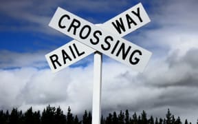 Railway crossing sign in Palmerston North.