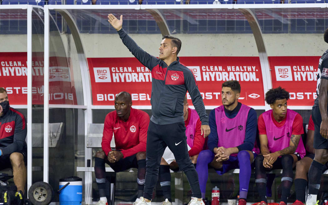 Canada Head Coach John Herdman reacts to a play during a CONCACAF World Cup qualifying match between the United States and Canada on September 5, 2021 .