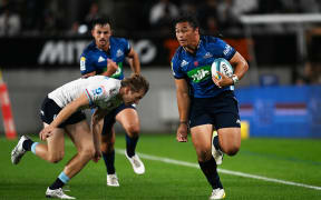 Blues player Caleb Clarke during the Blues v Waratahs Super Rugby match. Eden Park, Auckland, New Zealand. Saturday 22 April 2023.