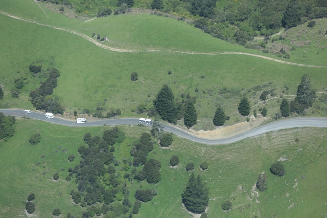 Cars and campervans were able to drive out of Kaikoura via the inland route today.