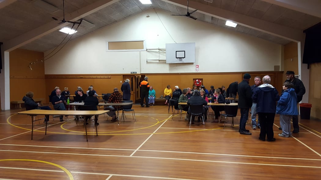 Evacuees at Amberley Pavillion, in North Canterbury, where a community welfare centre was set up in after the midnight earthquake on November 14.