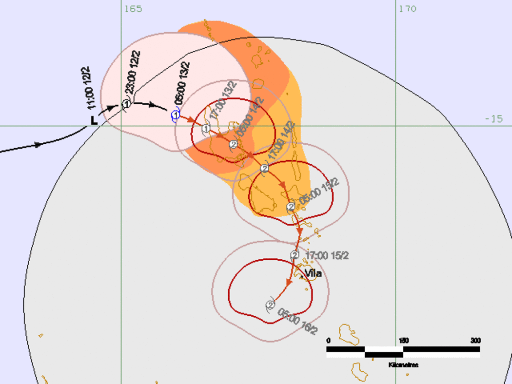 Cyclone Oma tracking map