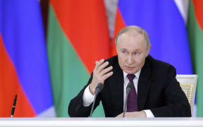 Russia's President Vladimir Putin speaks during a press conference following a meeting with his Belarusian counterpart at the Kremlin in Moscow on March 13, 2025. (Photo by Maxim Shemetov / POOL / AFP)