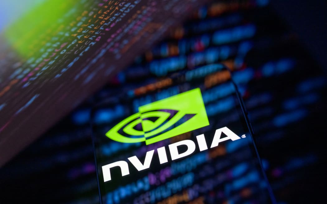 The NVIDIA logo is displayed on a mobile phone screen in this photo illustration in Brussels, Belgium, on February 23, 2026. (Photo by Jonathan Raa/NurPhoto) (Photo by Jonathan Raa / NurPhoto via AFP)