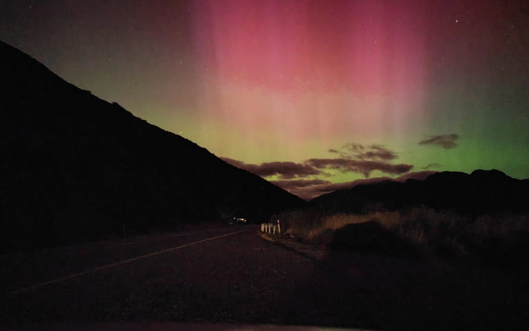 Aurora lights near Queenstown, 11 May, 2024.
