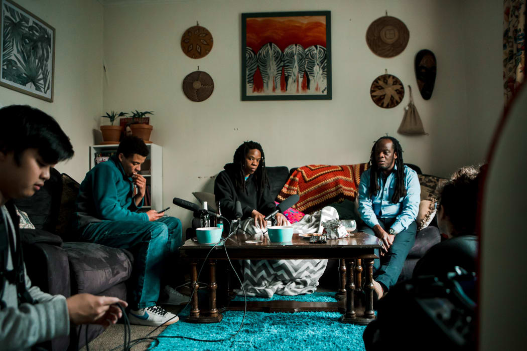 (L-R) Pako, Tafara and Judah sit and record the podcast