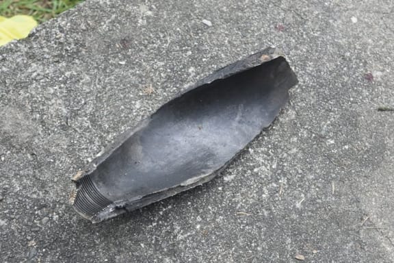 Shrapnel from the blast that killed Raziv Hilly. It was found 300-400 metres away.