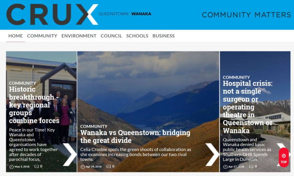 The Wanaka homepage of the Crux site.