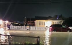 Flooding on a street in North Oamaru overnight.