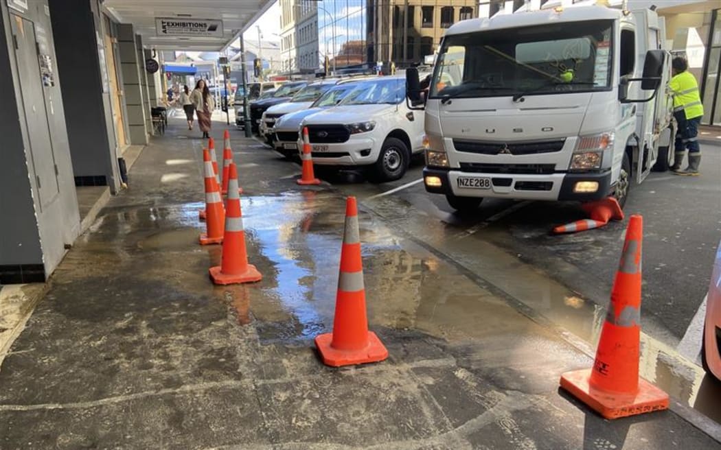 Pipe burst on Brandon Street, Wellington.