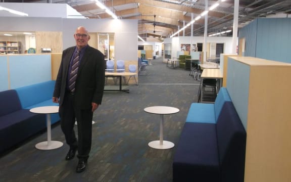 Former deputy principal Brian Hays walks through the new Rakahuri building when it first opened in 2017.