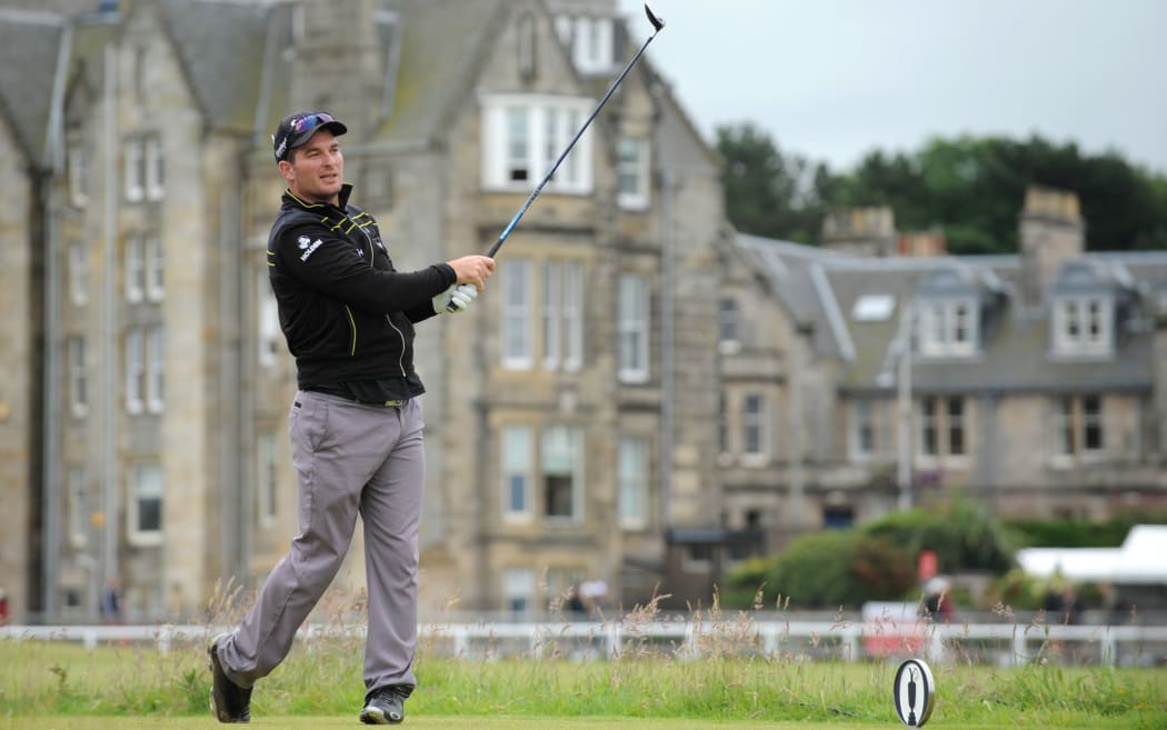 Ryan Fox tees off at the British Open.